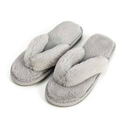 DODOING Damen Cosy Bequeme Hausschuh Warmer Plüsch Flip Flops Baumwolle Hausschuhe Rutschfeste Haus Indoor Outdoor Pantoffeln für Herbst/Winter von DODOING