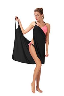 DODOING Sexy Spaghetti-Träger, rückenfrei, langes Wickelkleid, Strandkleid, Bikini-Überzug Gr. onesize, Schwarz von DODOING