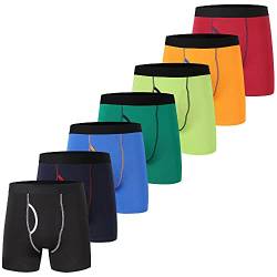 DODOMIAN Herren-Boxershorts, kein Hochrutschen, Baumwolle, Unterwäsche, offener Hosenschlitz mit Tasche, Buntes 7er-Pack, XXL von DODOMIAN