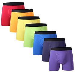 DODOMIAN Herren-Boxershorts, kein Hochrutschen, Baumwolle, Unterwäsche, offener Hosenschlitz mit Tasche, Regenbogenfarben, XL von DODOMIAN