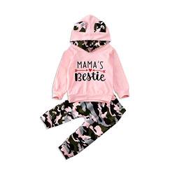 DODOYA Baby Girl Cute Hoodie Set, Mamas Bestie Pullover Sweatshirt, Camouflage-Hose mit elastischer Taille, Herbst Winter Outfits (Rosa, 0-6Monate) von DODOYA