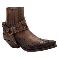 Herren-Cowboystiefel mit mittlerer Wade – Herren-Hasp-Arbeitsschuhe mit quadratischem Absatz, Pu-Leder, bestickt, Kleid, Stiefel, kurze Ritterstiefel, Schuhe Damen, elegant von DOExert