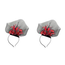 DOITOOL 2 Stk Schmetterlings-Stirnband hochzeitsdeko dreidimensional Gaze Schleier Kopfbedeckung Fräulein Gittergewebe rot von DOITOOL
