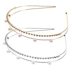 DOITOOL 2 Stk Strass-stirnband Für Die Hochzeit Strass-stirnband Für Bräute Strass-stirnband Für Mädchen Damen-strass-stirnband Braut Dropshipping Perle Strasssteine von DOITOOL