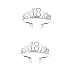 DOITOOL 2St Kristall Tiara hair accessories for antiallergikum Haar Strass Tiara zum 18. Geburtstag Kristallkrone Strass-Krone Strass-Stirnbänder Strasssteine Kopfbedeckung Stirnband von DOITOOL