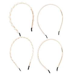 DOITOOL 4 Stück Perlenstirnband Haarbänder für Damen weißes Stirnband Haargummis Haarband Perlenstirnbänder für Frauen Perlenaccessoires für Damen Mori-Abteilung Haarnadel von DOITOOL