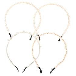 DOITOOL 4 Stück Perlenstirnband Perlenbesatz exquisites Stirnbanddekor Tiara Haargummis Stirnband mit Perlen Stirnbänder für Damen Mädchen schmücken Zubehör Kopfbedeckung von DOITOOL