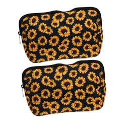 DOITOOL 6 STK Sonnenblumen-Kosmetiktasche bilden Reisetaschen für Damen, Handgepäck Make-up-Tasche Makeup Tasche Kosmetiktaschen-Organizer Reise-Kulturbeutel Lagerung Aufbewahrungstasche von DOITOOL