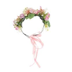 DOITOOL Braut Blumen Stirnband Hochzeits Kopfschmuck Für Haargummis Für Mädchen Blumenkronen Blumen Haargummis Für Mädchen Damen Haarschmuck Diademe Für Mädchen Große Rosenblüten von DOITOOL