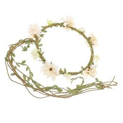 DOITOOL Braut Stirnband Hochzeitshaarkranz Feenkronen für Frauen Blumengirlande Haargummis Haarband Haarschmuck für die Braut Blumenkrone für Mädchen Blumenmädchen Kopfbedeckung Haarseil von DOITOOL