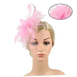 DOITOOL Fascinator mit Schleier Flapper-Kopfstück Kleidercocktail haarschmuck Haarband Federkopfschmuck Party-Kopfbedeckung die Blumen Stirnband Zubehör Hut Fräulein Rosa von DOITOOL