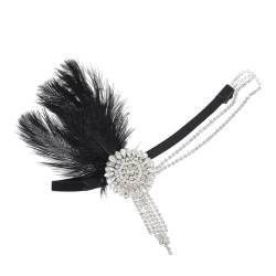 DOITOOL Feder Stirnband Hochzeit Haarband 1920er Gatsby Stirnband Brüllendes 20er-stirnband Brüllender 20er-jahre-kopfschmuck Tolle Gatsby-kopfbedeckung Usa-hüte Kleidung Braut Volksbrauch von DOITOOL