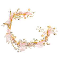 DOITOOL Stirnband Aus Kunstperlen Perlenstirnbänder Für Frauen Stirnband Für Damen Haarschmuck Aus Strass Damen Stirnbänder Tiara Rosa Schön Strasssteine Zubehör Fräulein von DOITOOL