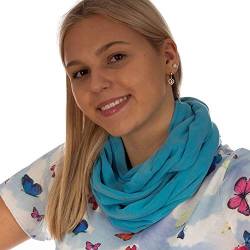 DOLCE ABBRACCIO by RiemTEX Loop Schal Damen Schlauchschal mit Geheimfach Kuscheliger Loopschal aus Jersey Halstuch in Uni Farben (Himmelblau) von DOLCE ABBRACCIO by RiemTEX