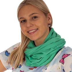 DOLCE ABBRACCIO by RiemTEX Loop Schal Damen Schlauchschal mit Geheimfach Kuscheliger Loopschal aus Jersey Halstuch in Uni Farben (Jade) von DOLCE ABBRACCIO by RiemTEX