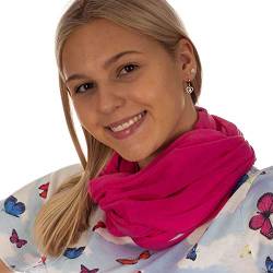 DOLCE ABBRACCIO by RiemTEX Loop Schal Damen Schlauchschal mit Geheimfach Kuscheliger Loopschal aus Jersey Halstuch in Uni Farben (Pink) von DOLCE ABBRACCIO by RiemTEX