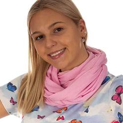 DOLCE ABBRACCIO by RiemTEX Loop Schal Damen Schlauchschal mit Geheimfach Kuscheliger Loopschal aus Jersey Halstuch in Uni Farben (Rosa) von DOLCE ABBRACCIO by RiemTEX