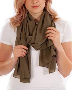 Schal Damen PRIMAVERA Schals & Tücher in Olive Grün Stola Halstuch Pashmina aus Chiffon für Sommer Frühling Ganzjährig XXL Tuch Damenschal Chiffontuch (Olive) von DOLCE ABBRACCIO by RiemTEX