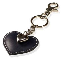 Schlüsselanhänger mit Herz aus Leder und ein Schmuck Herz aus Metall mit Karabiner Schlüsselband für Auto Geschenke für Frauen Männer Valentinstag Geburtstag Muttertag Made in Italy (Blau) von DOLCE ABBRACCIO by RiemTEX
