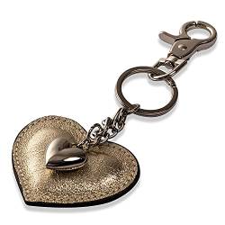 Schlüsselanhänger mit Herz aus Leder und ein Schmuck Herz aus Metall mit Karabiner Schlüsselband für Auto Geschenke für Frauen Männer Valentinstag Geburtstag Muttertag Made in Italy (Gold) von DOLCE ABBRACCIO by RiemTEX