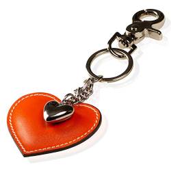 Schlüsselanhänger mit Herz aus Leder und ein Schmuck Herz aus Metall mit Karabiner Schlüsselband für Auto Geschenke für Frauen Männer Valentinstag Geburtstag Muttertag Made in Italy (Orange) von DOLCE ABBRACCIO by RiemTEX
