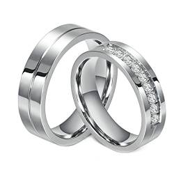 DOLOVE Ringe 6MM Ringe Edelstahl Silber Ringe für Damen Und Herren Mit Gravur Kostenlose Bandringe Damen 49(15.6) & Herren 67(21.3) von DOLOVE