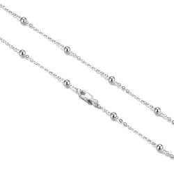 DOLPHERS 925 Sterling Silber Halskette Kugel Halskette Damen Silber 925 - Silberkette Kugelkette für Frauen Mädchen 1MM Länge 40MM-65MM-6 von DOLPHERS