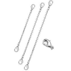 DOLPHERS 925 Sterling Silber Verlängerung Kette Halskette 3PCS Kettenverlängerer Karabinerverschlüsse Verlängerungskette Halskette kettenverlängerung silber Armband Fußkettchen für Halskette-12 von DOLPHERS