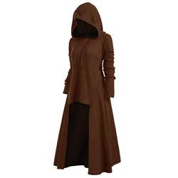 DOMBX Damen Langarm Vintage Retro Mittelalter Kleid mit Kapuze Frauen Lange Ärmel Cosplay Umhang Karneval Kostüme Renaissance Halloween Party Große Größen Sweatshirt Hoodie Kapuzenpullover Kleidung von DOMBX