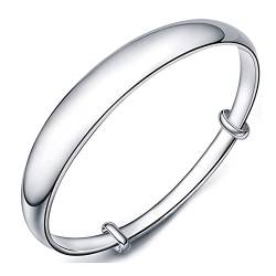 Silber-Armreif, Sterling Silber Armband for Frauen, Frauen 925 Sterling Silber Armband Hand Polieren Verstellbare Manschette Armreif Damen von DOMELA