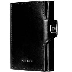 DON VANE Elite Pocket I Slim Wallet mit XL Münzfach I Mini Geldbörse Leder mit RFID Schutz I Kleines Karten Portemonnaie für Herren Damen I Kreditkartenetui Kartenetui I Geldbeutel flach Schwarz von DON VANE