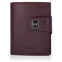 DON VANE Slim Wallet mit Münzfach, Mini Geldbörse Herren & Damen, Leder Kreditkartenetui Karten Portemonnaie Geldbeutel Männer, Kartenetui klein RFID Schutz in Braun von DON VANE