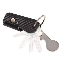 DONBOLSO® Colt I Schlüsseletui mit Einkaufswagenlöser I Leder Etui für 1-6 Schlüssel Schlüsselring I Carbon von DONBOLSO