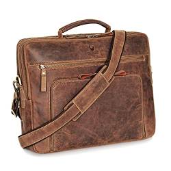 DONBOLSO 15,6" Laptop-Tasche aus erstklassigem Leder | San Francisco Braune Aktentasche für Notebook in zwei Größen | Ideal für Herren und Alltaggebrauch von DONBOLSO