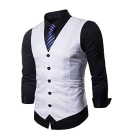 DONGD Formelle Herren-Anzugweste, Business-Kleid, Weste für Anzug oder Smoking, Weiß, Medium von DONGD