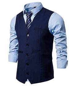 DONGD Herren formelle Anzugweste Business Kleid Weste für Anzug oder Smoking - Blau - X-Large von DONGD