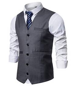 DONGD Herren formelle Anzugweste Business Kleid Weste für Anzug oder Smoking - Grau - Large von DONGD