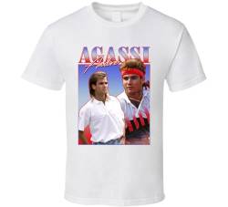 Andre Agassi 90s Style T Shirt White L von DONGFEI