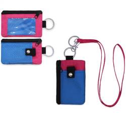DONGGANGAJI Kompakte wasserdichte RFID-blockierende Ledergeldbörse mit Schlüsselanhänger – sichere Mini-Geldbörse für Damen und Herren, Dunkelrosa + Blau von DONGGANGAJI