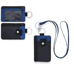 DONGGANGAJI Kompakte wasserdichte RFID-blockierende Ledergeldbörse mit Schlüsselanhänger – sichere Mini-Geldbörse für Damen und Herren, Marineblau + Schwarz von DONGGANGAJI