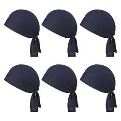 DONGKER DOO Rag Dew Rags, 6 Stück Durag-Kappe für Herren, DOO-Tuch für Herren, Atmungsaktiv Bandana Cap Laufmütze für Kopfumfang von 55-58 cm Männer und Frauen von DONGKER