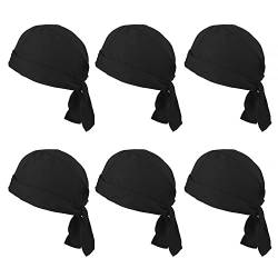 DONGKER DOO Rag Dew Rags, 6 Stück Durag-Kappe für Herren, DOO-Tuch für Herren, Atmungsaktiv Bandana Cap Laufmütze für Kopfumfang von 55-58 cm Männer und Frauen von DONGKER