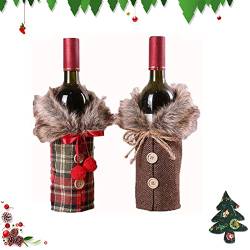 DONGSZQ Rotwein Flaschendeckel Weihnachten Kleidung,2 Stücke Weihnachten Weinflasche Abdeckung Rotwein Kleidung Aufbewahrungstasche,Für Weihnachtsessen Party Dekoration von DONGSZQ