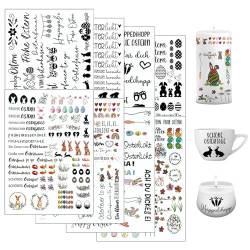 Kerzentattoo Kerzensticker, 8 Stück Ostern Kerzentatoo, Kerzenfolie Frühling, Kerzentattoo Frohe Ostern, Osterhase Wasserschiebefolie, für Kerze Tasse DIY Geschenk,Kerzen Dekorieren,Kerzensprüche von DONGSZQ