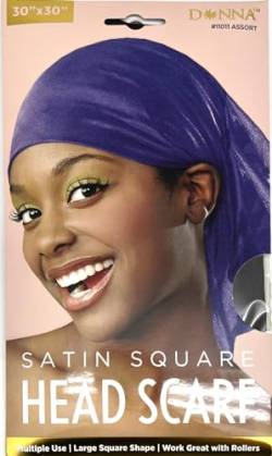 DONNA Satin-Kopftuch, 76,2 x 76,2 cm, Stirnband für Damen, Kopftuch für Damen, Seidenschal, Seiden-Haarwickel zum Schlafen, Braun von DONNA