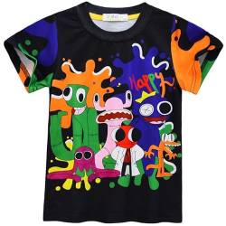 Rainbow Kurzarm Shirt Kinder Friends,T-Shirt Junge Mädchen,lustig 3D Druck Muster Sweatshirt Cartoon Cosplay Kurzarm,Geeignet für Halloween Weihnachts Karneval Kindergeburtstag Schule von DONY