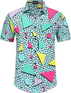 DOOPCCOR 90er Jahre Hemd 80er Jahre Hemden für Herren 80er 90er Disco Retro Casual Button-Down Shirts 80er Jahre Herren Kleidung, 80s-39, L von DOOPCCOR