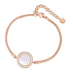 DOOSTI Damen Armband 925/- Silber Rosegold vergoldet mit Perlmutt Einlage von DOOSTI