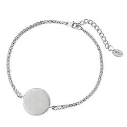 DOOSTI Damen Armband mit runder Platte 925 Silber rhodiniert - inkl. Gratis Lasergravur von DOOSTI