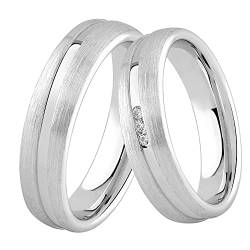 DOOSTI Damen Herren Ring für Paare zur Verlobung 925 Sterling Silber Partner Ring als Verlobungsring Ehering Trauring (Ring mit Zirkonia, 48) von DOOSTI